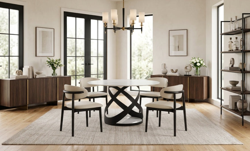 Dimi White/Black 5pc Dining Room Set D1550