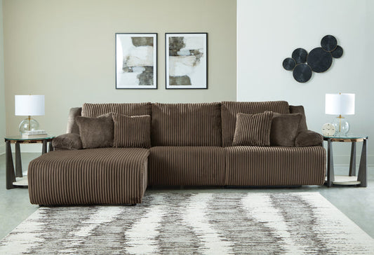 Top Tier Chocolate 3pc LAF Chaise Reclining Sectional 92705