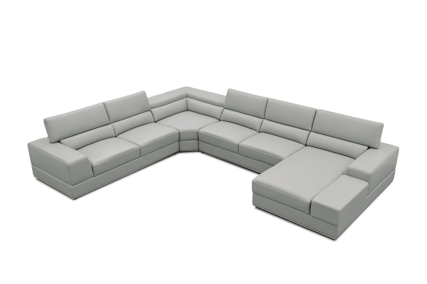 Nella Grey Sectional Sofa | Italian Leather Match MI-5107