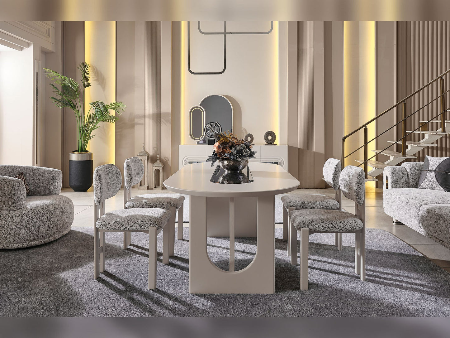 Parma Diningroom Set (78"Dining Table & 6 Dining Chair)