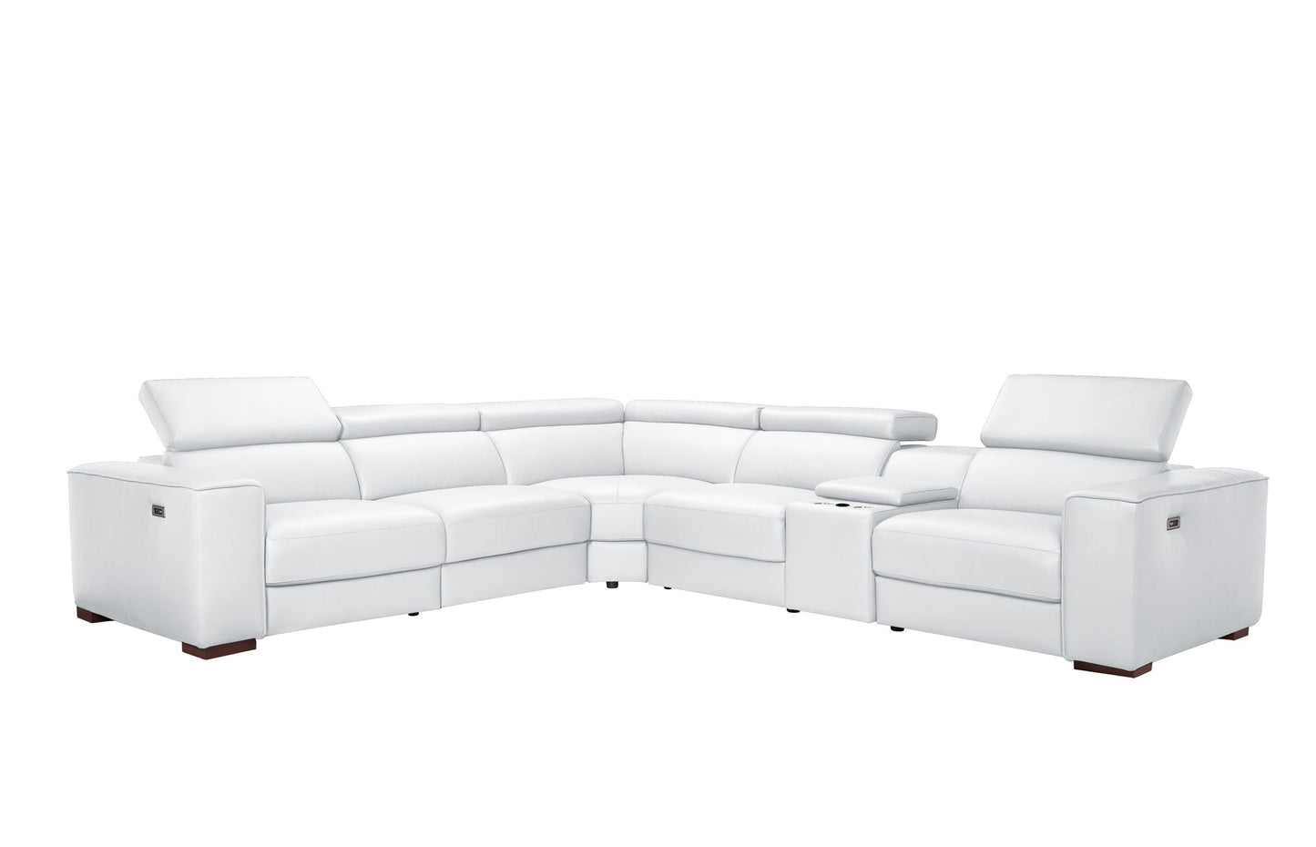 Picasso II White 2-POWER Italian Leather Match 6pc Sectional  MI631