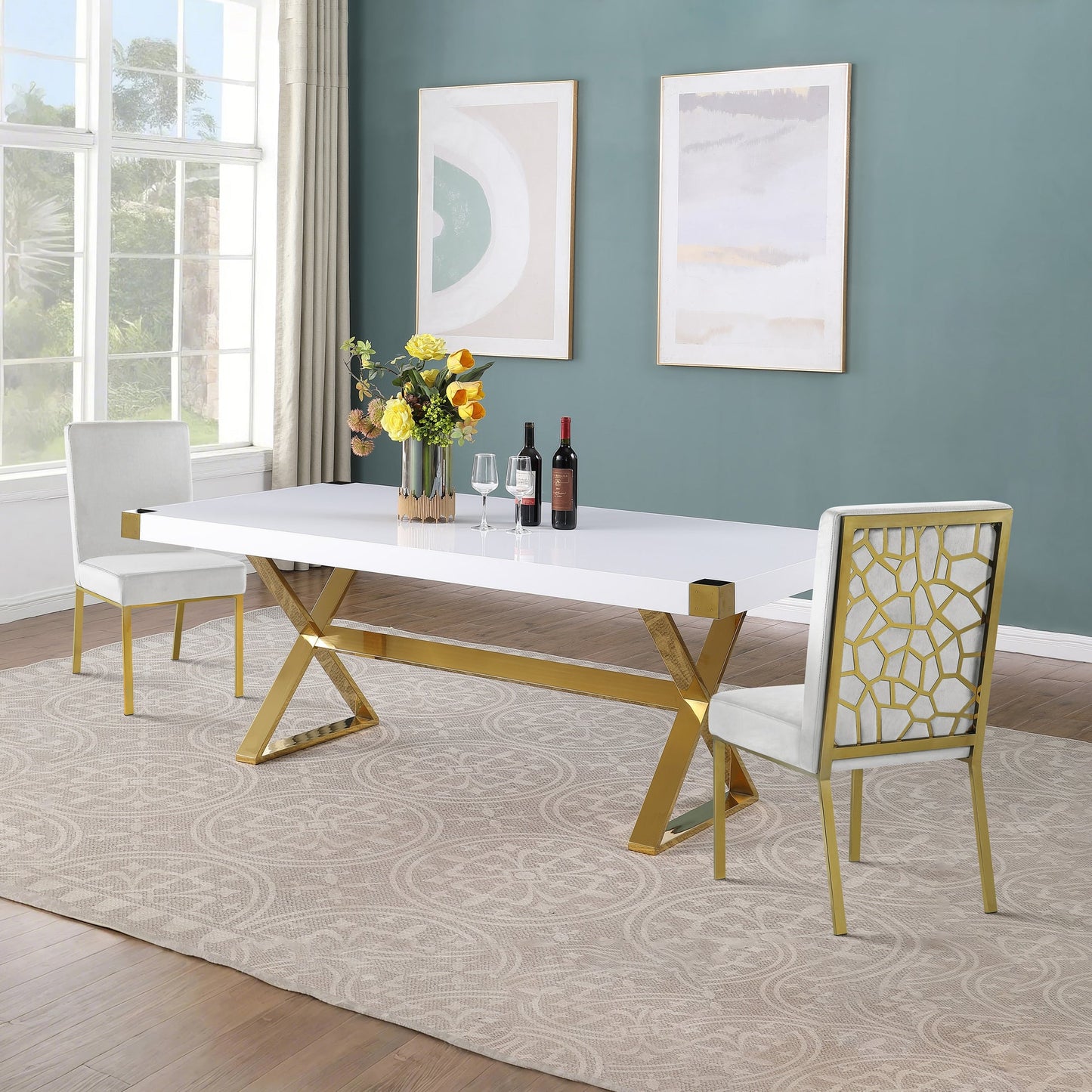 Adel White/Gold 5pc Dining Room  D900-T
