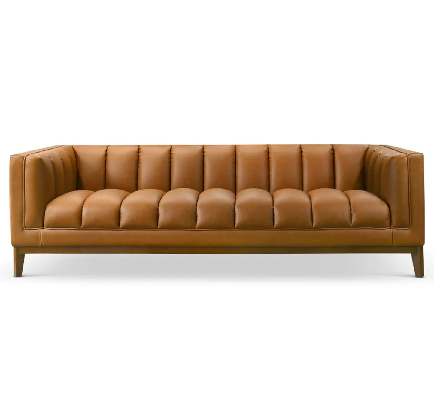 Melissa 91" Mid-Century Modern Tufted Vegan Leather Sofa