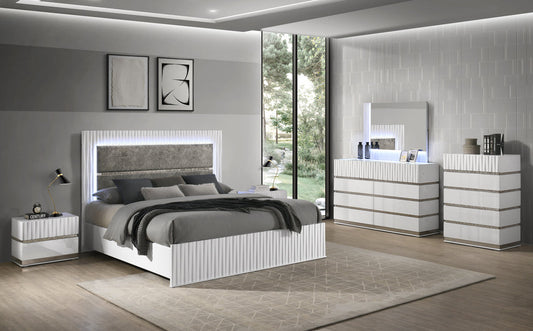 Lisbon White Platform Bedroom Set  B32
