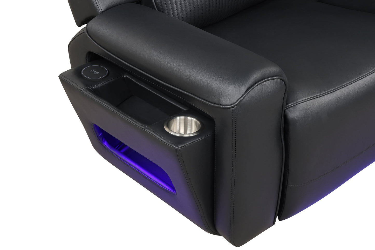 Galaxy Black Leather POWER/BLUETOOTH SPEAKERS/LED Reclining Sectional S3550