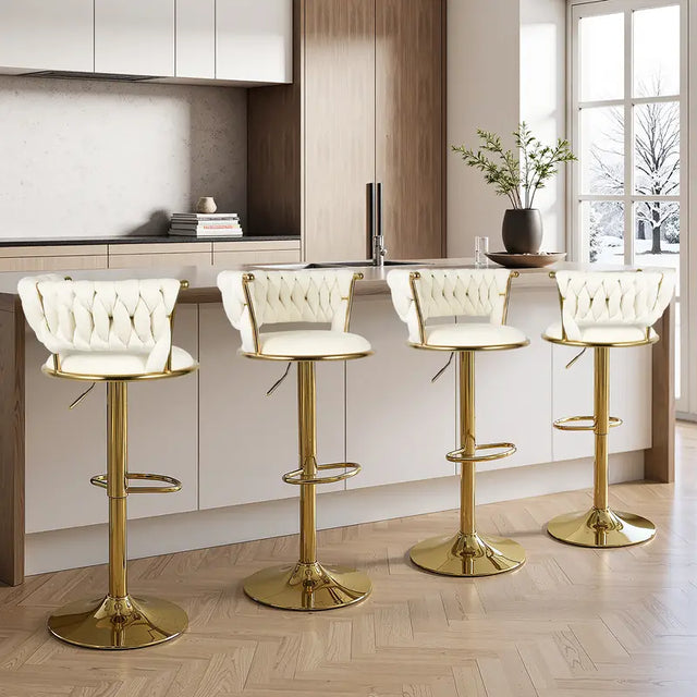 Beige/Gold Velvet Swivel Bar Stool 1139 2 Per Box2 Per Box