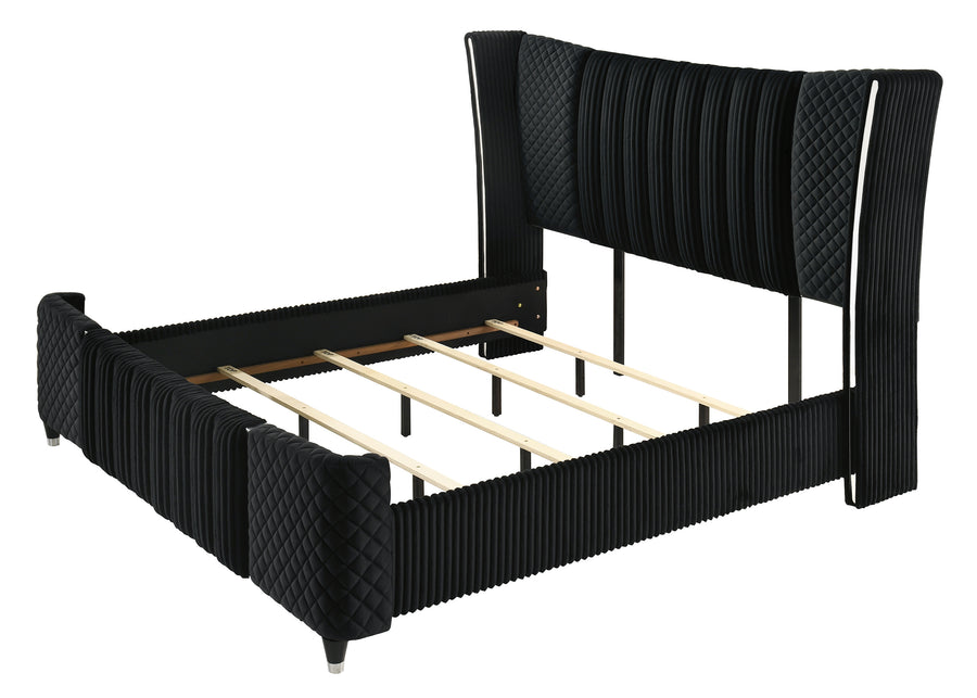 Armany Black Velvet Upholstered Bedroom Set B2300