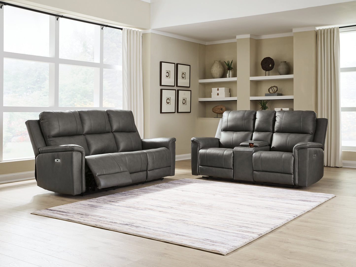 Bleckley Anchor POWER/TOP GRAIN LEATHER Reclining Sofa andLoveseat| PCU1200015