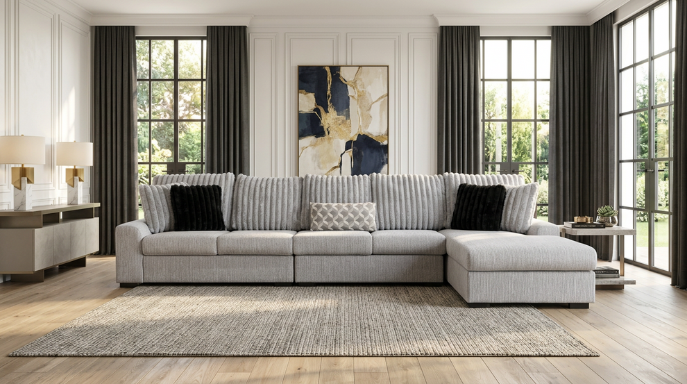 Brady Grey Fabric 3pc Sectional  S1801
