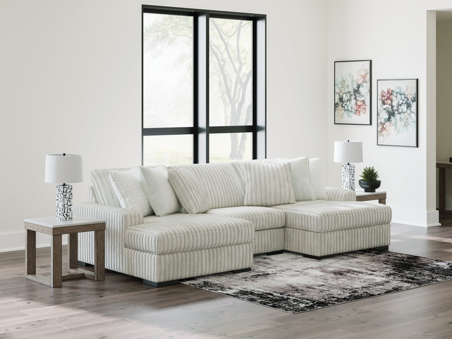 Stupendous Alloy 3pc Double Chaise Sectional 25903
