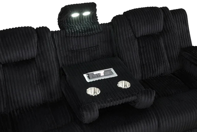 Hulk10 Black Cord LED/BLUETOOTH SPEAKERS 3pc Reclining Set