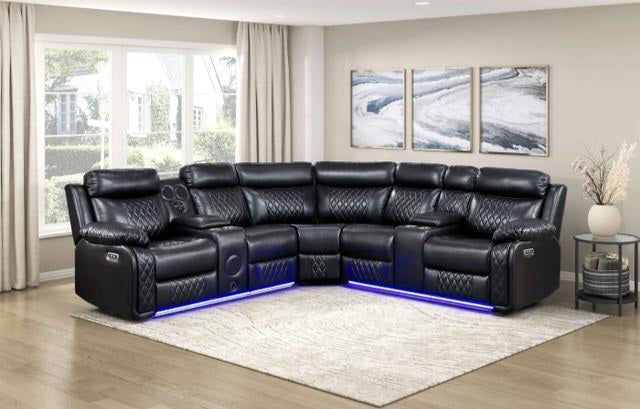 Cipher Black POWER/LED/BLUETOOTH SPEAKERS/SUBWOOFER Sectional 8315
