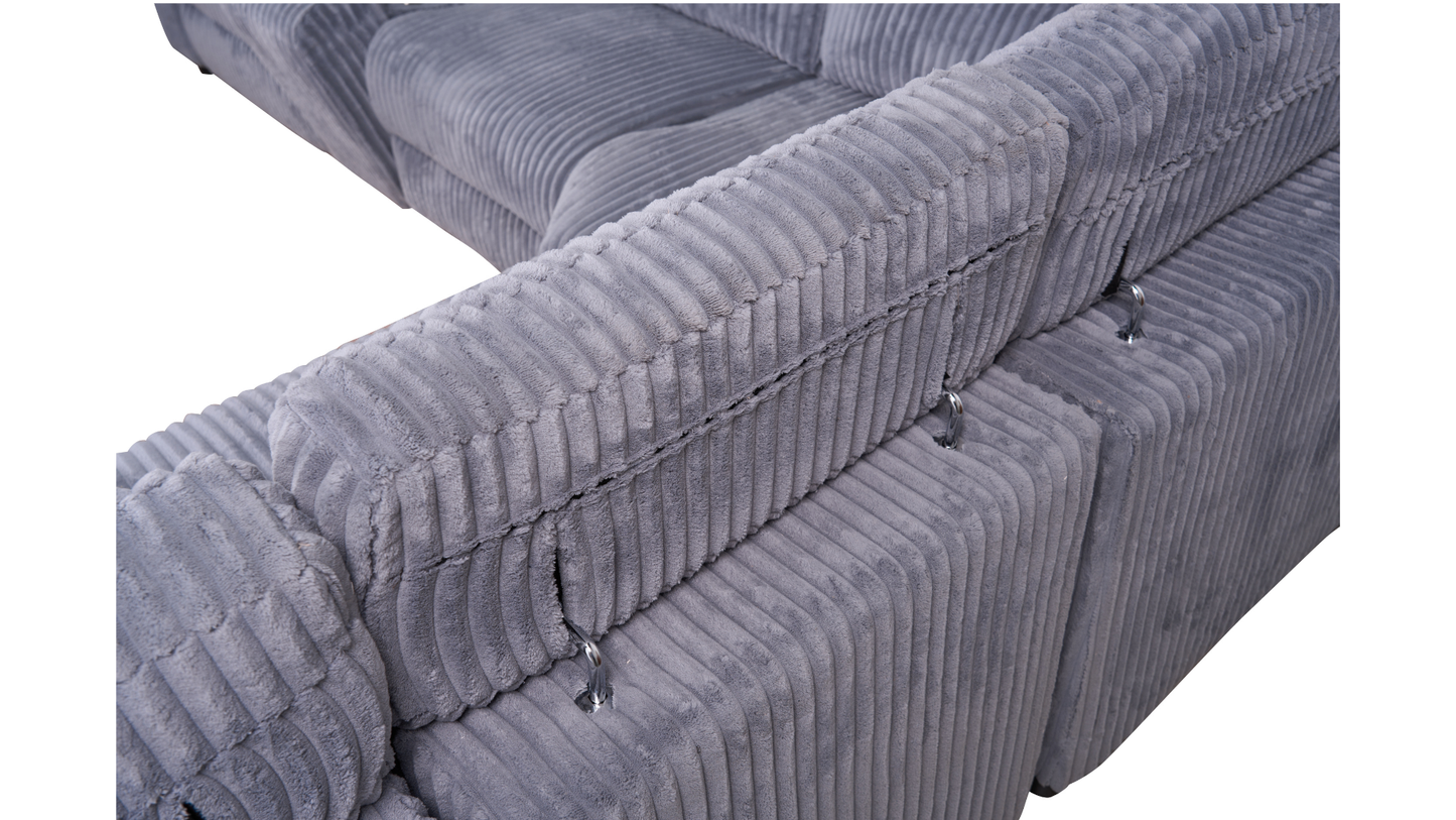 Yash Grey Corduroy POWER Reclining Sectional S7033