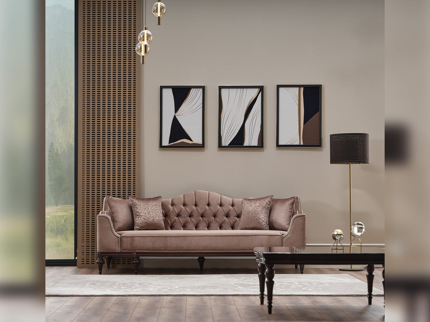 Zumrut 3-pieces (Sofa & Loveseat & Chair) Livingroom Set Light Brown