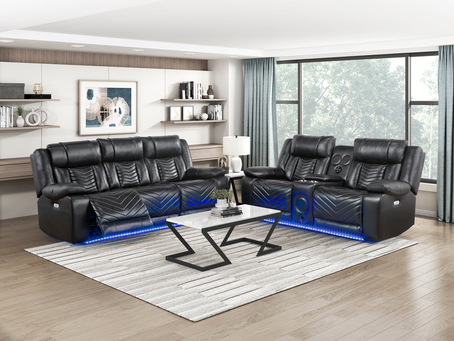 Huron Black POWER/LED/BLUETOOTH SPEAKERS Reclining Set 8457