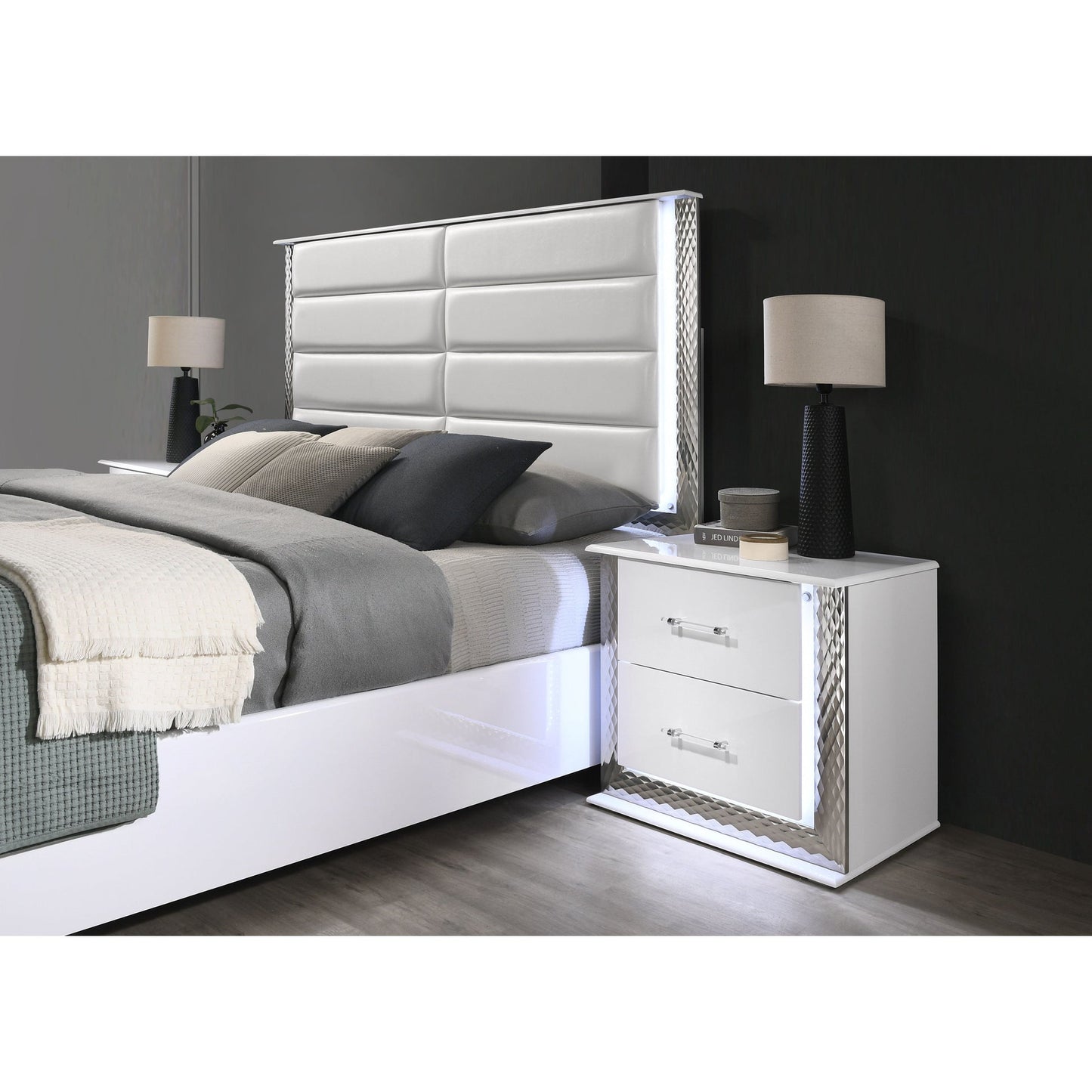 Dina White LED Platform Bedroom Set