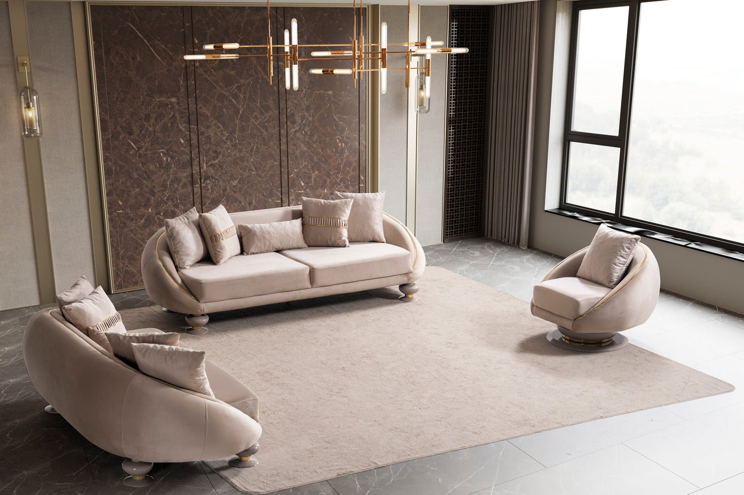 Elisyum Collection Luxury Living Room Set