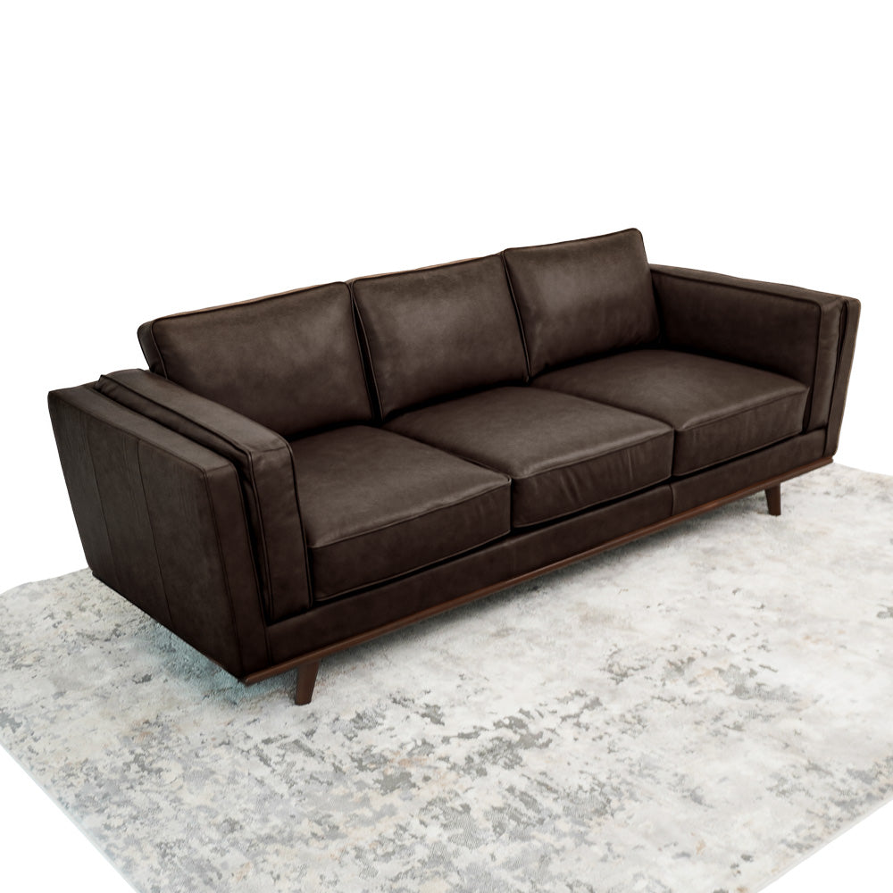 Chase 91" Campari Brown Genuine Leather Sofa