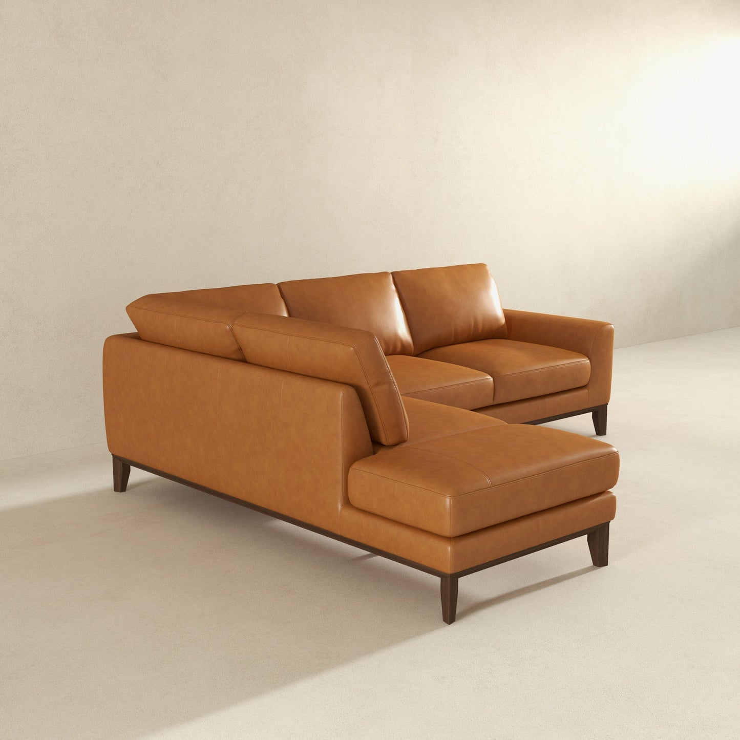 London 97" Mid-Century Modern Leather LAF   Sectional