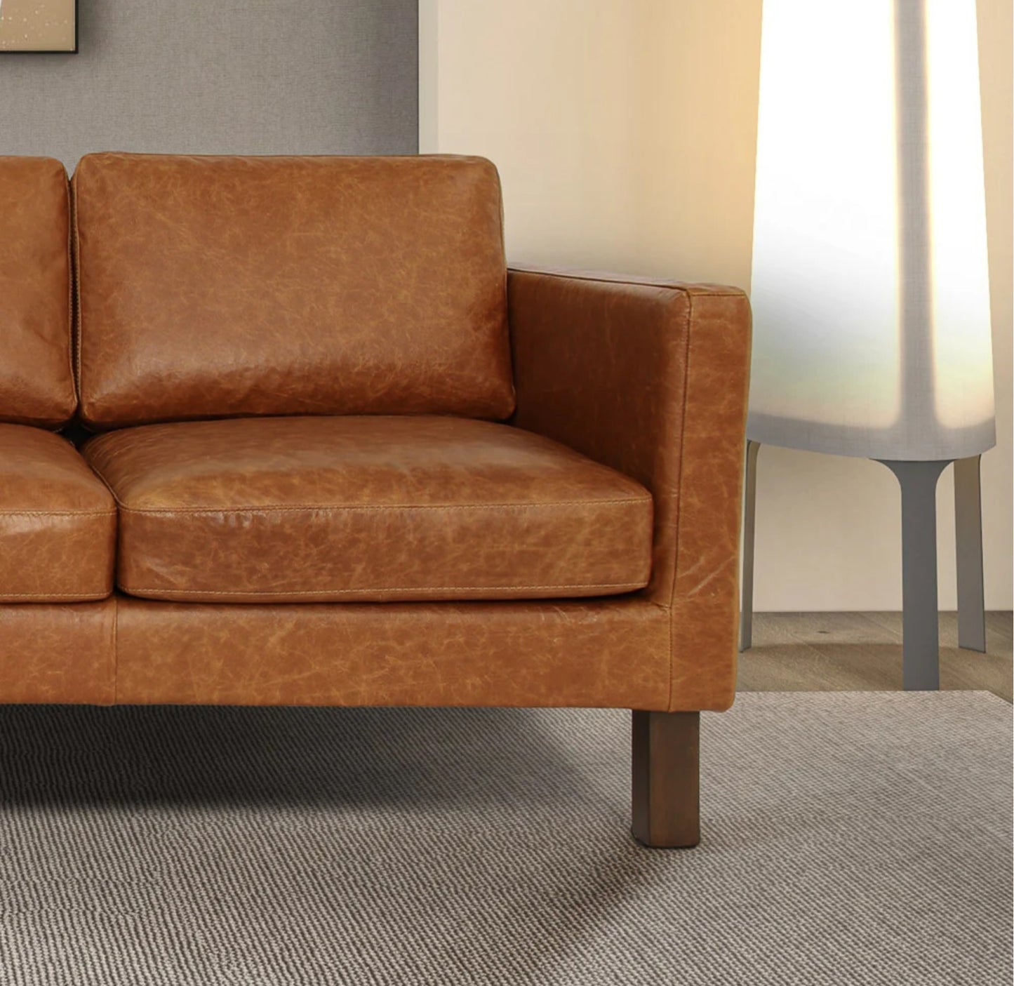 Memphis Waxy Cognac Genuine Leather Sofa