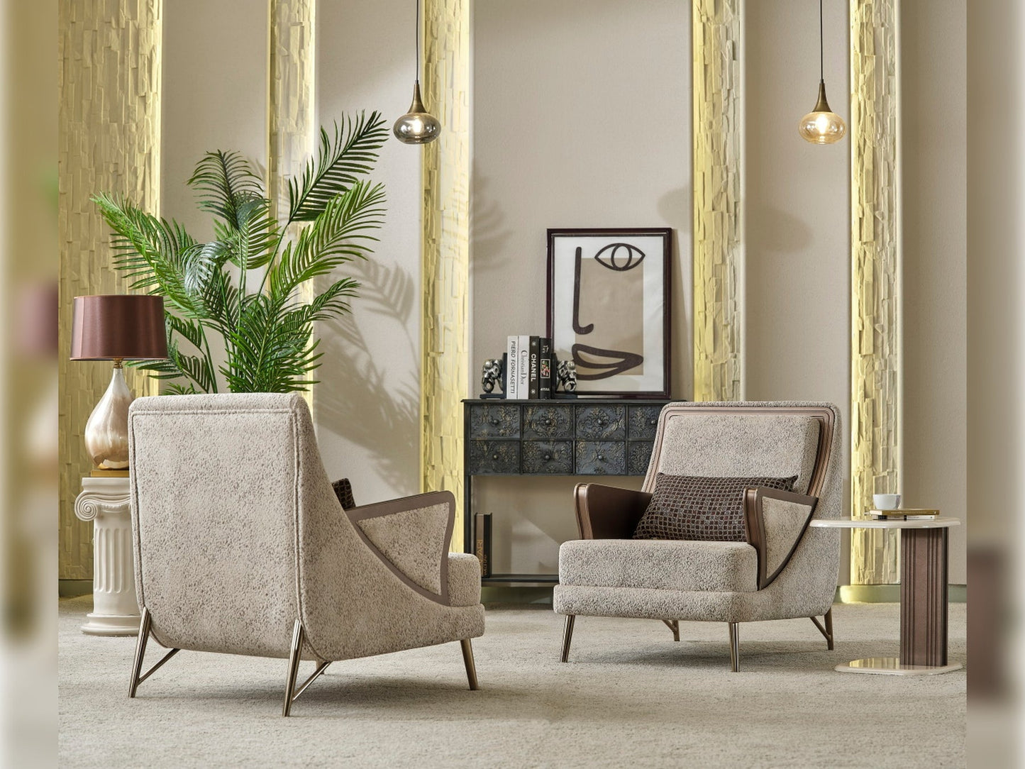 Nirvana 4-pieces (2 Four Seat Sofa & 2 Chair) Livingroom Set Beige