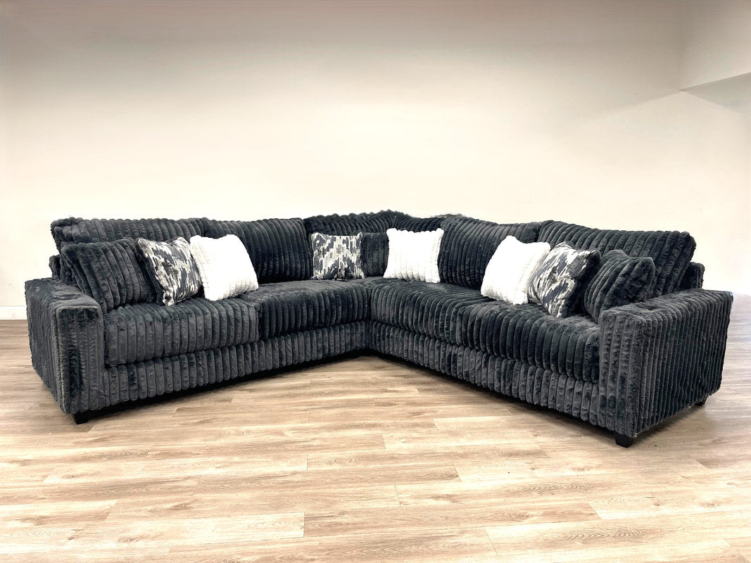 Charcoal OVERSIZED Corduroy Sectional 9600