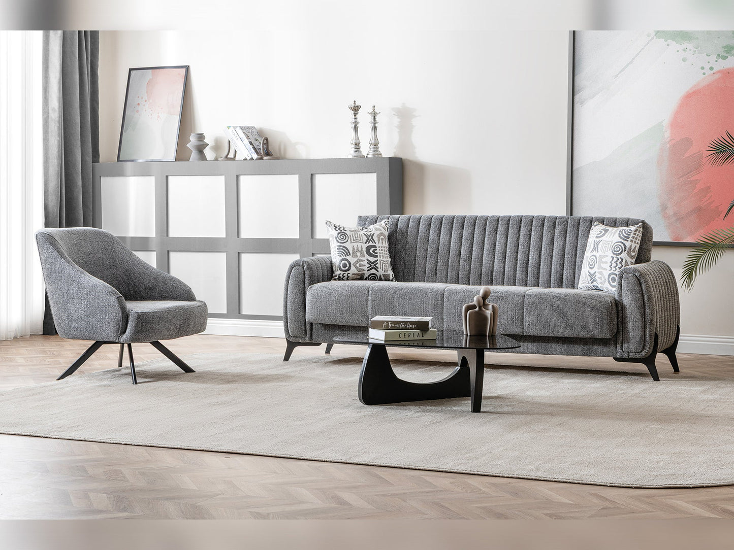 Palermo 3-pieces (Sofa & Loveseat & Chair) Livingroom Set Grey