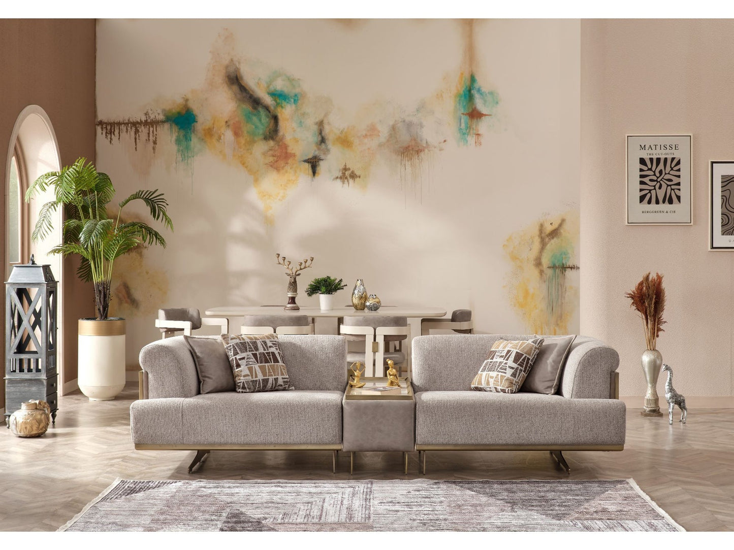 Urla 3-pieces (Sofa & Module Sofa & 1 Chair) Livingroom Set Cream
