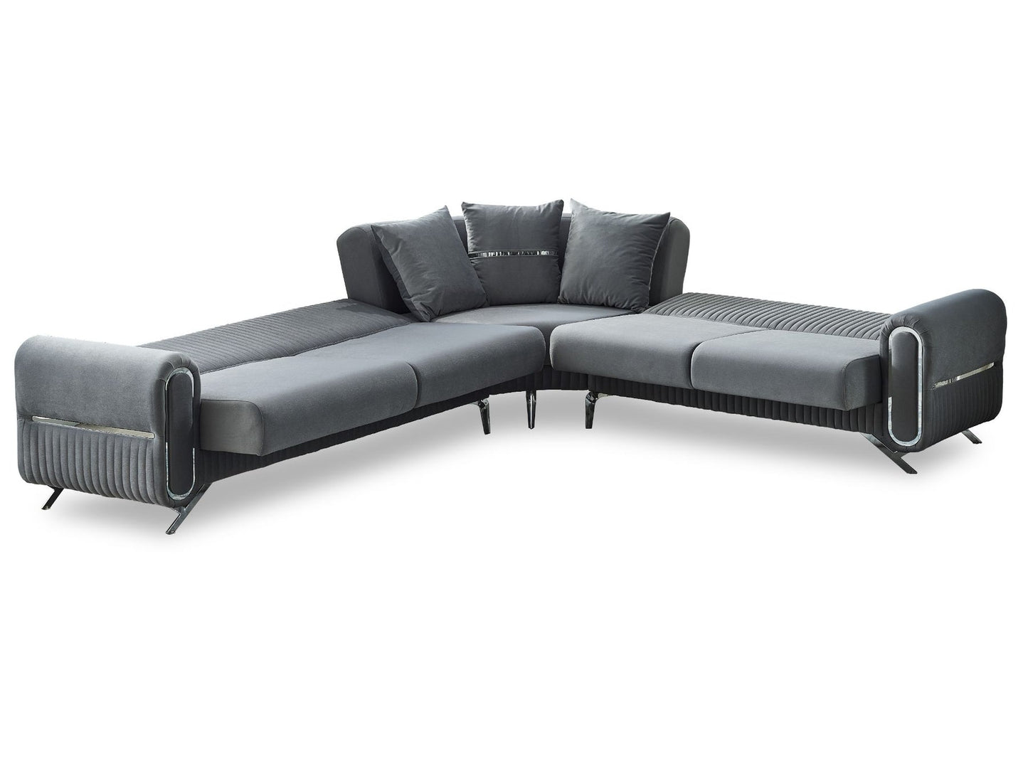 Royal Grey Convertible Sectional Sofa Grey
