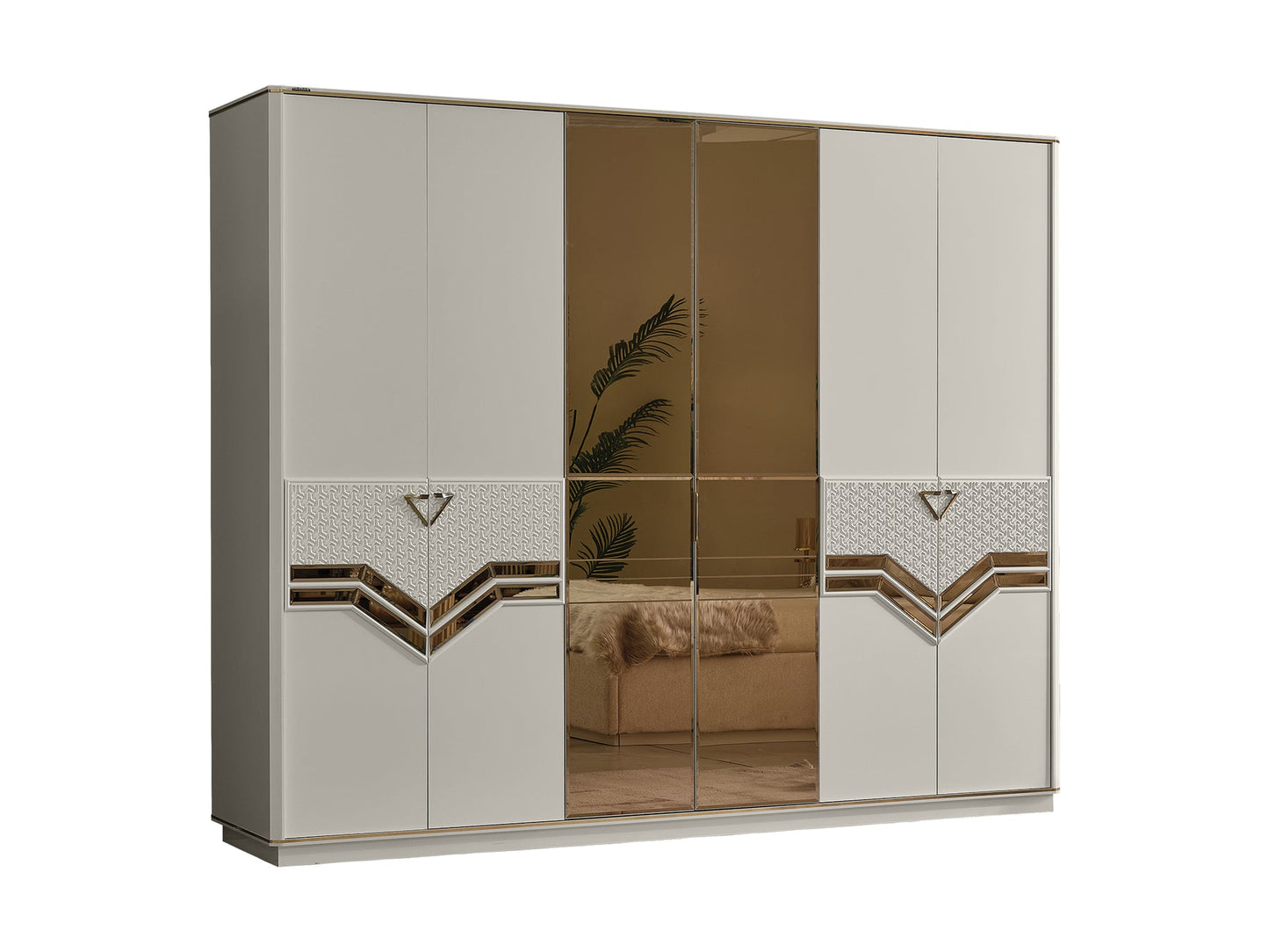 Zen Luxury Bedroom Set (Bed& Dresser With Mirror & 2 Nightstand)