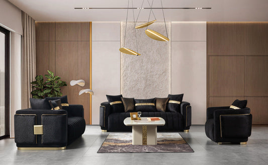 Carlina Black Velvet Living Room Set