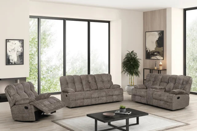 Martino20 Brown Fabric 3pc Reclining Set
