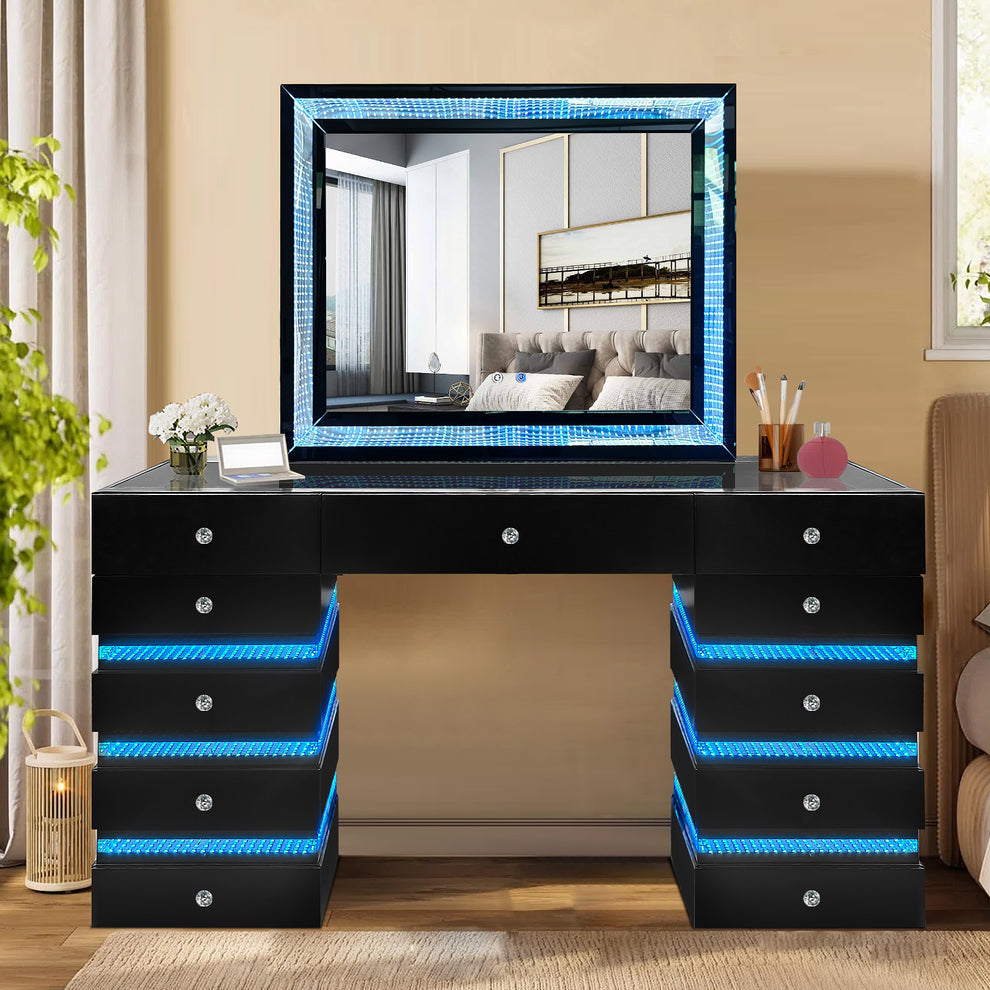 Lily Black LED/BLUETOOTH SPEAKERS Luxury Vanity Set
