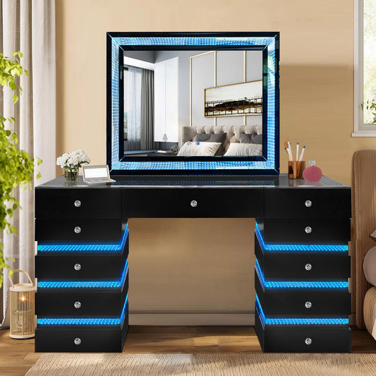 Lily Black LED/BLUETOOTH SPEAKERS Luxury Vanity Set
