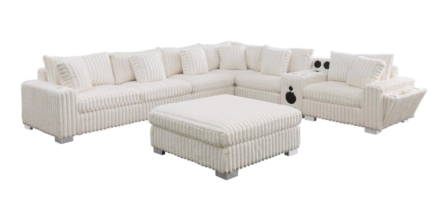 Snuggle Station Cream Corduroy BLUETOOTH SPEAKERS 7pc Sectional  S329