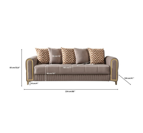 Sandra Coffee Velvet Sofa 88" & Loveseat 64"