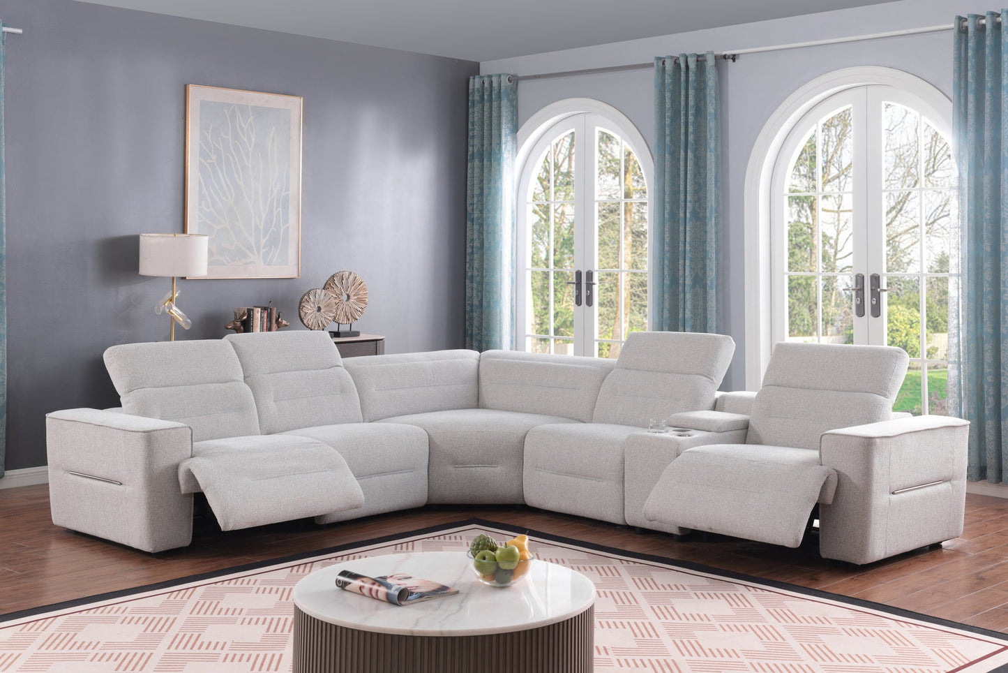 Nexus  Grey Fabric POWER Sectional MI-1265
