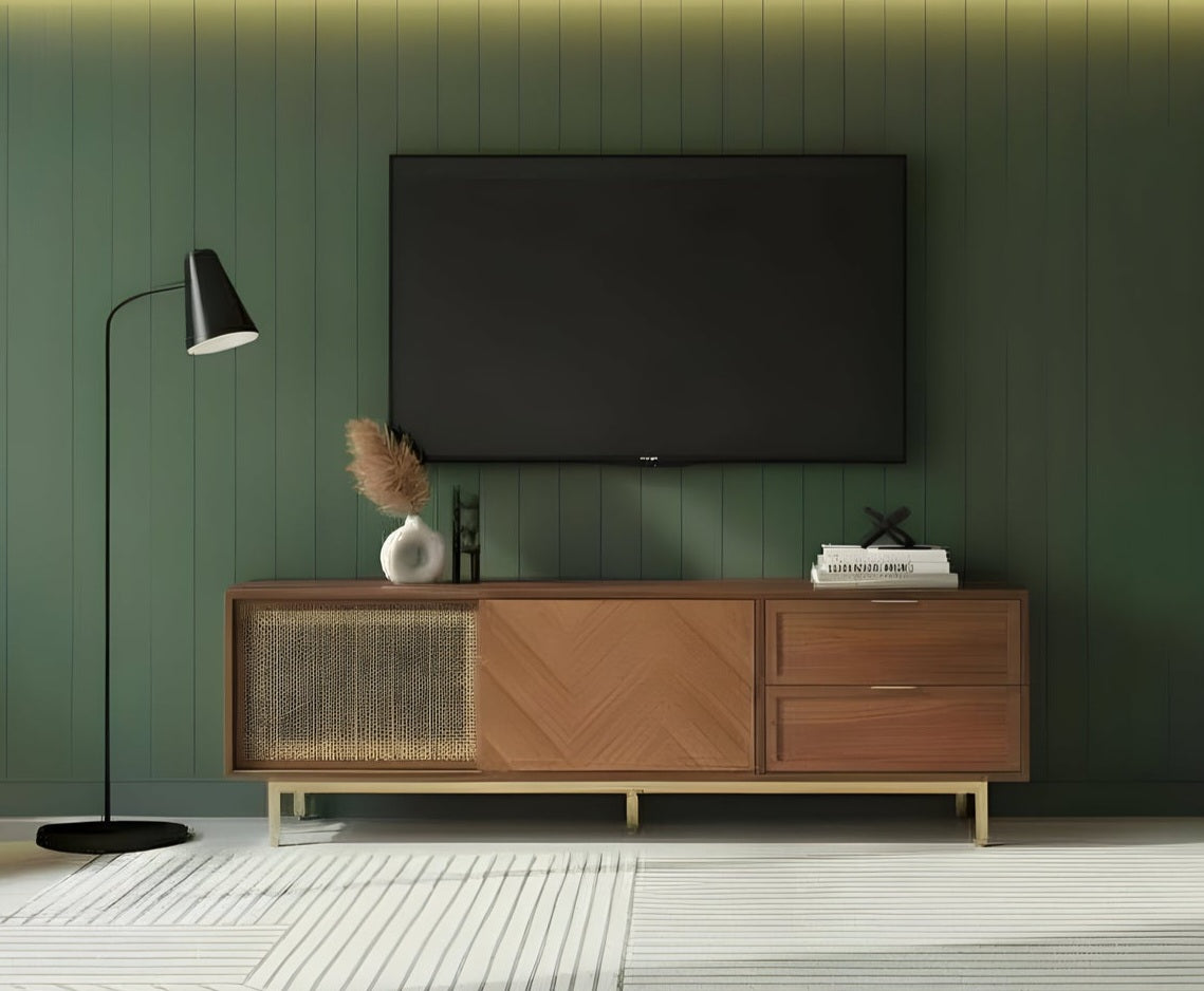 Milana Walnut/Gold 71" TV Stand