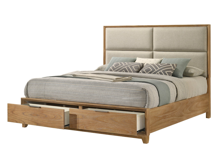 Florian Natural Wood Panel Upholstered Bedroom Set | B6572