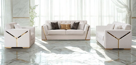 Hilena White/Gold Velvet Living Room Set S2401