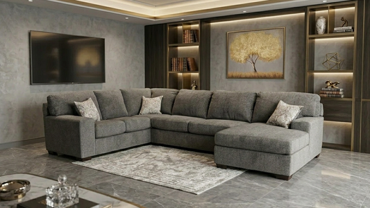 Austin  Ash Chenille Fabric Sectional S319