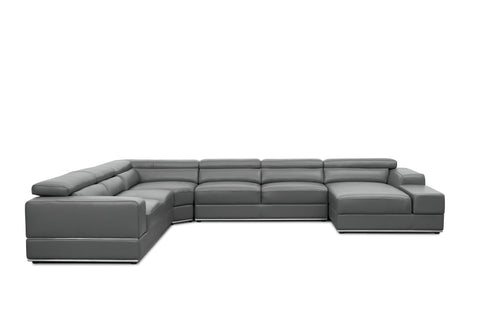 Nella Dark Grey Sectional Sofa | Italian Leather Match MI-5107