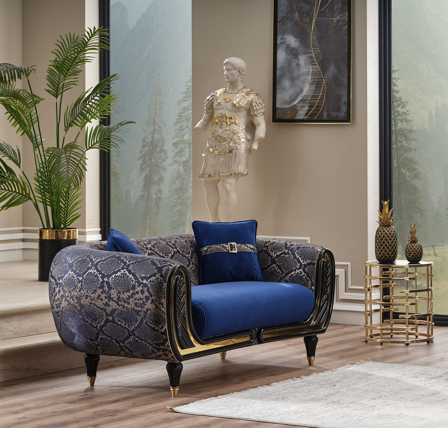Lima 3-pieces (Sofa & Loveseat & Chair) Livingroom Set Blue