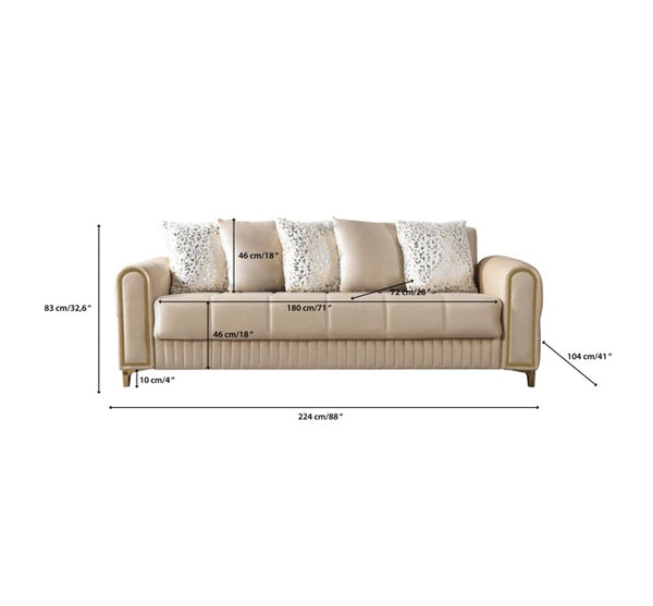 Sandra Ivory Velvet Sofa 88" & Loveseat 64"