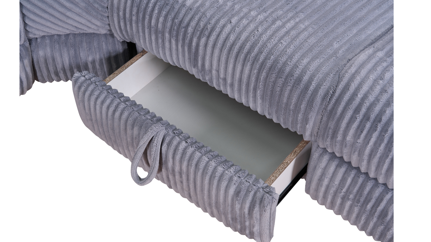 Yash Grey Corduroy POWER Reclining Sectional S7033