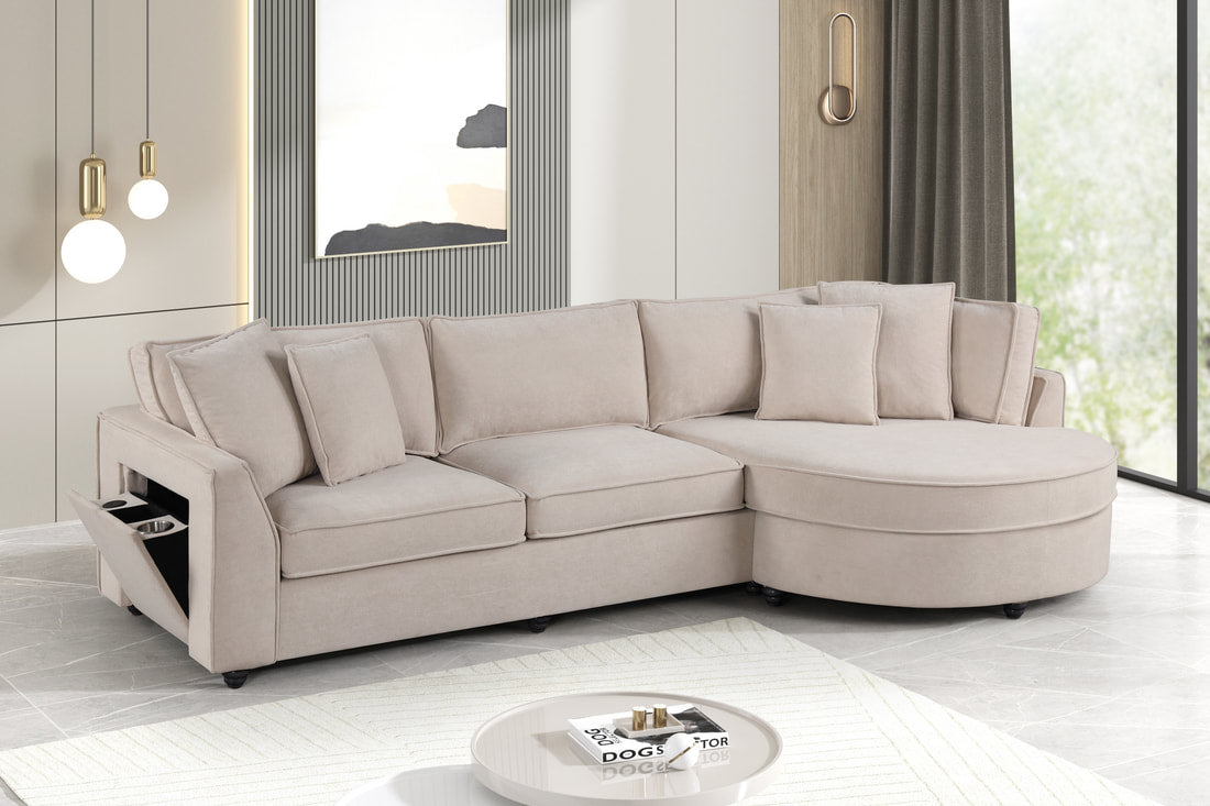 Elva Beige Fabric REVERSIBLE Sectional