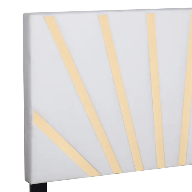 Nico White Velvet Queen Platform Bed