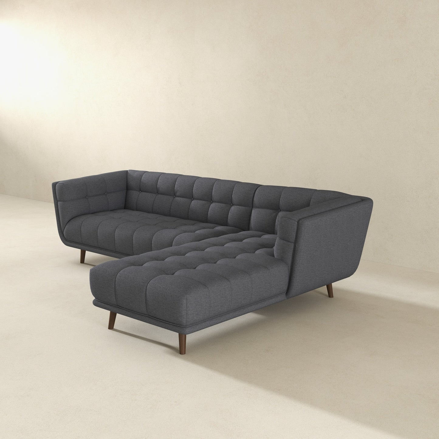 Addison 103" Grey Fabric L Shape Tufted Sectional
