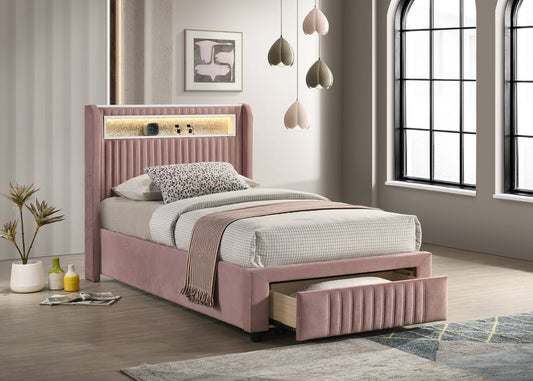 Cupid Pink Fabric Twin Platform Bed