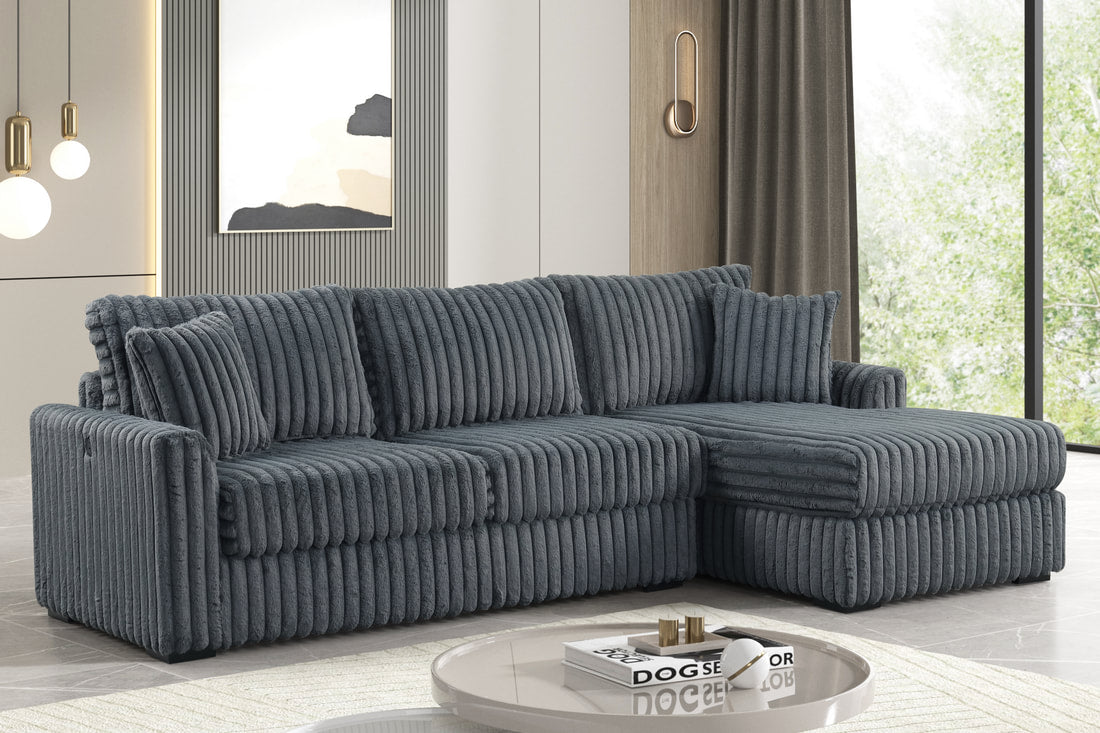 Sol Charcoal Corduroy Reversible Sectional